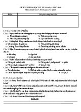 Đề kiểm tra học kỳ II môn Sinh học 7 - Năm học 2017-2018